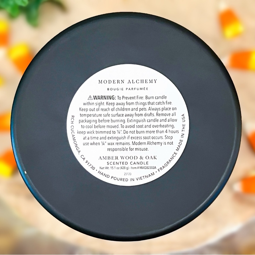NEW Modern Alchemy Amber Wood & Oak Textured Lid Bougie Parfumee 15.1 OZ Candle - Picture 15 of 15